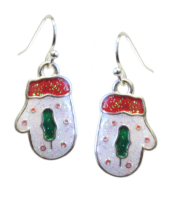 CHRISTMAS THEME EPOXY EARRING - GLOVE