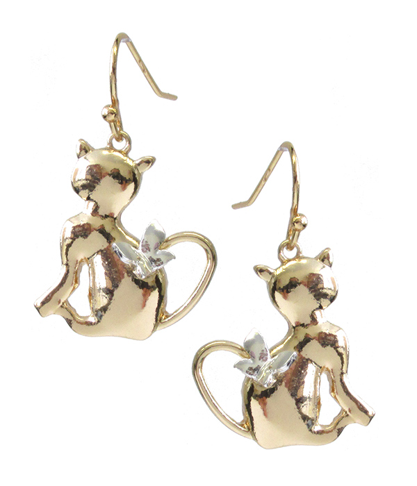 Cat and butterfly earring