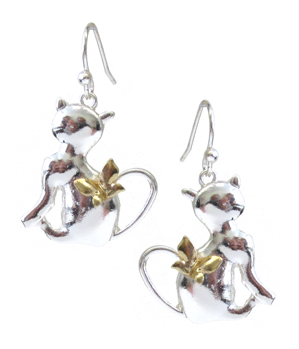Cat and butterfly earring