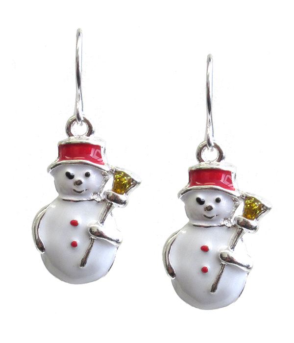 CHRISTMAS THEME EPOXY EARRING - SNOWMAN