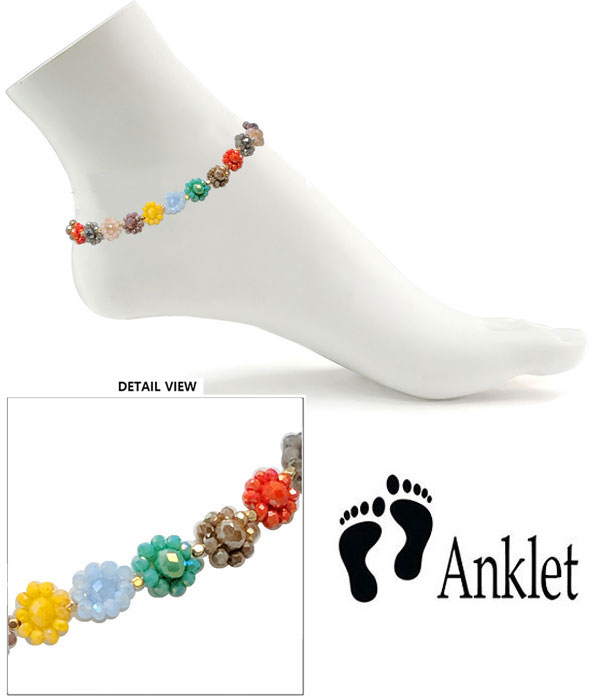 Bead flower link anklet