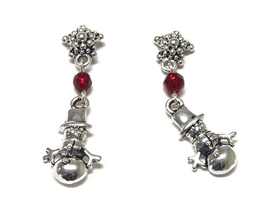 Snowman metal casting earring