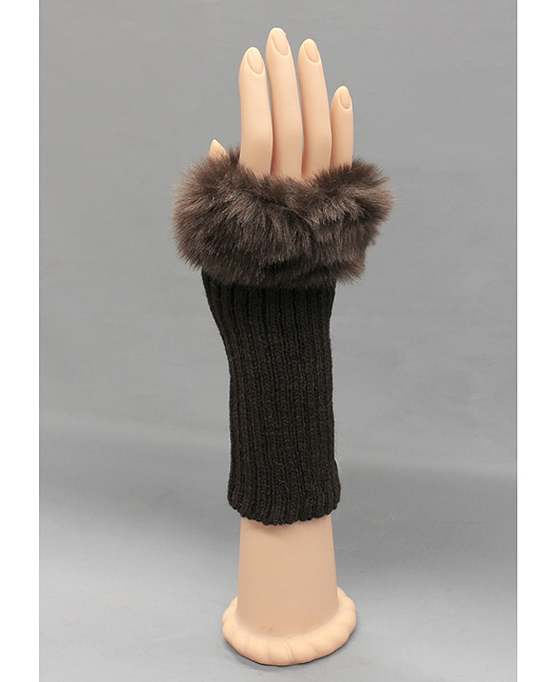 Fur top fingerless opera glove - 40% wool 30% rabbit fur 30% acrylic