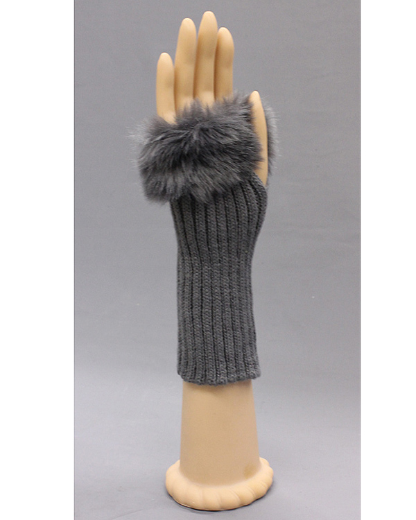 Fur top fingerless opera glove - 40% wool 30% rabbit fur 30% acrylic