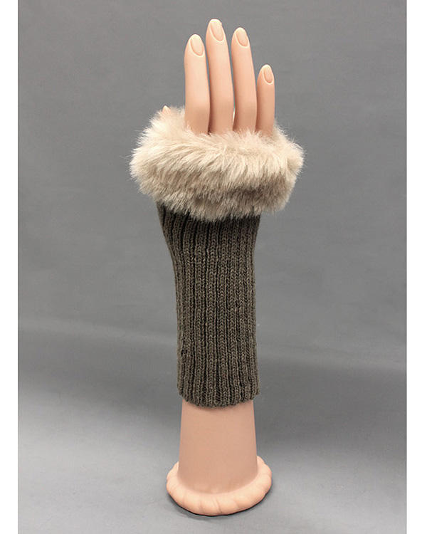 Fur top fingerless opera glove - 40% wool 30% rabbit fur 30% acrylic