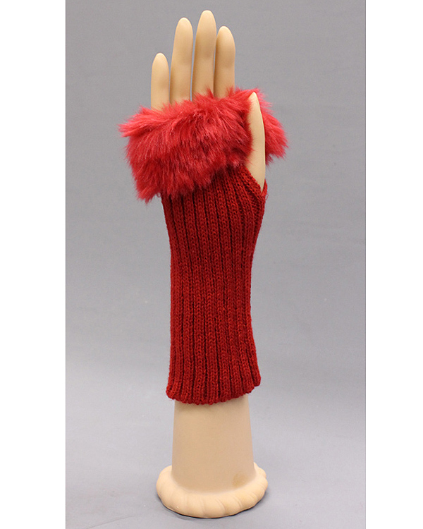 Fur top fingerless opera glove - 40% wool 30% rabbit fur 30% acrylic