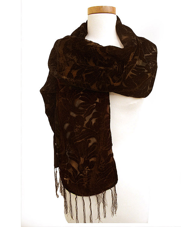 Morning glory 100% velvet burnout scarf