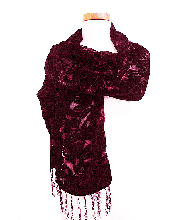 Morning glory 100% velvet burnout scarf