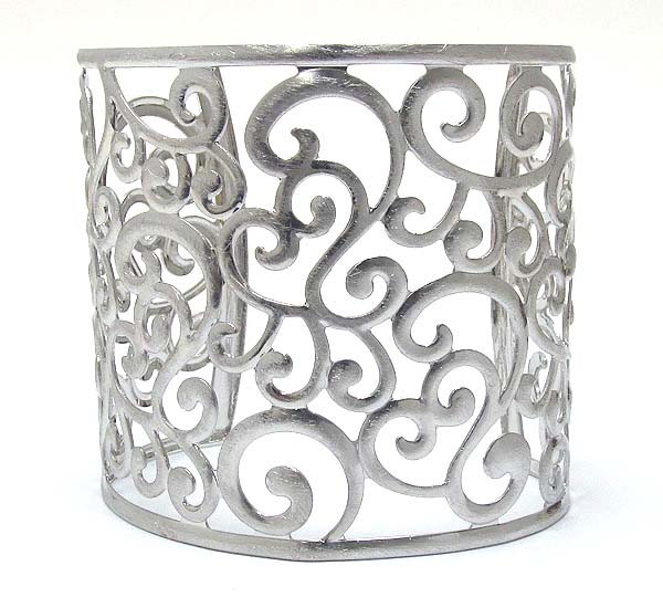 Metal filigree multi leaf cuff bangle bracelet - wear resistant electro plating