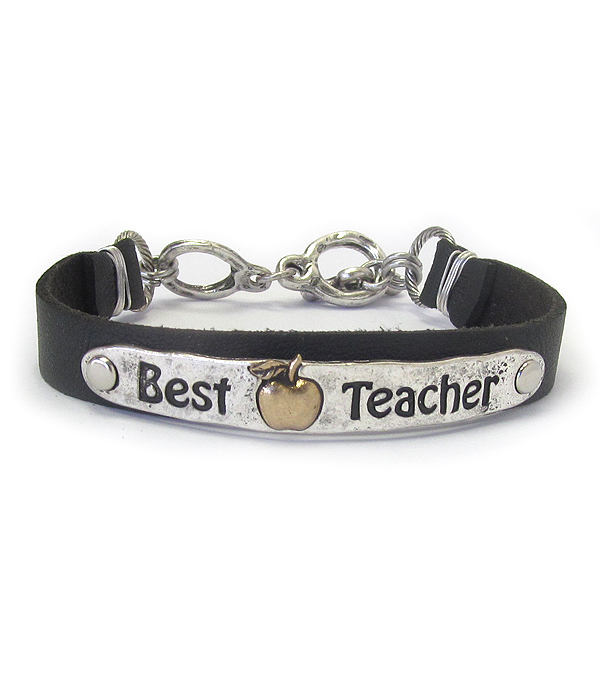 Leather toggle bracelet - best teacher