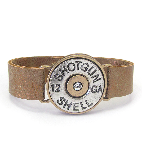 Bullet and leather band bracelet