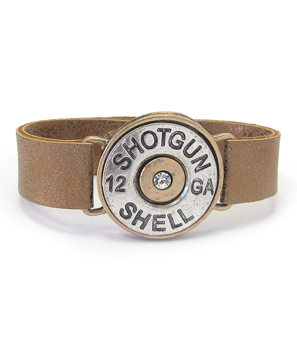 BULLET AND LEATHER BAND BRACELET