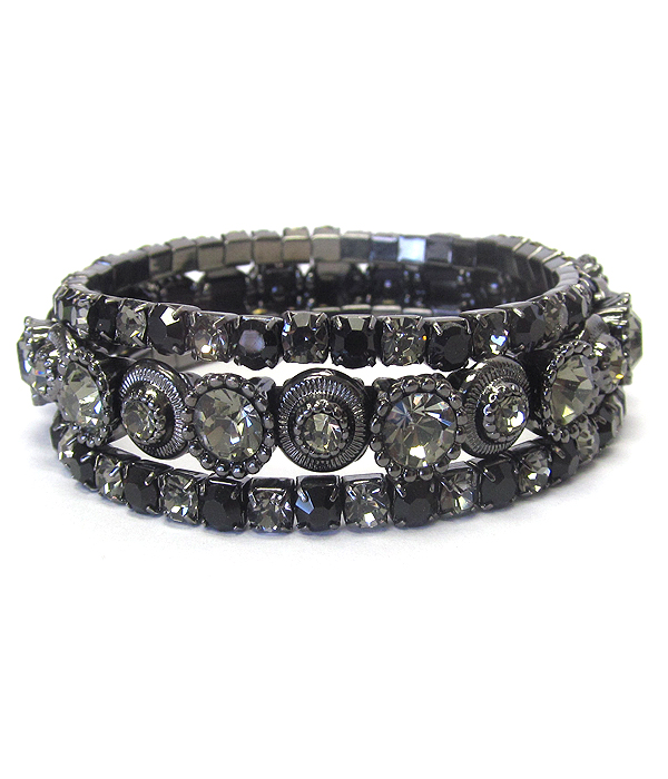 3 row crystal stretch bracelet set
