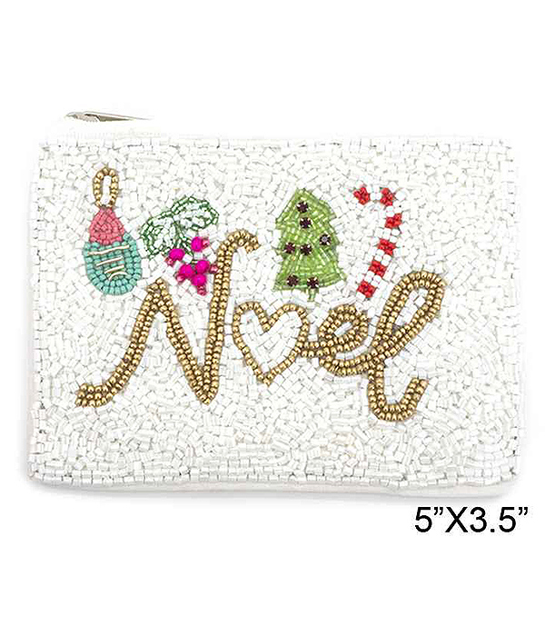 CHRISTMAS THEME HANDMADE MULTI SEEDBEAD WALLET - NOEL