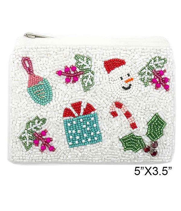 CHRISTMAS THEME HANDMADE MULTI SEEDBEAD WALLET