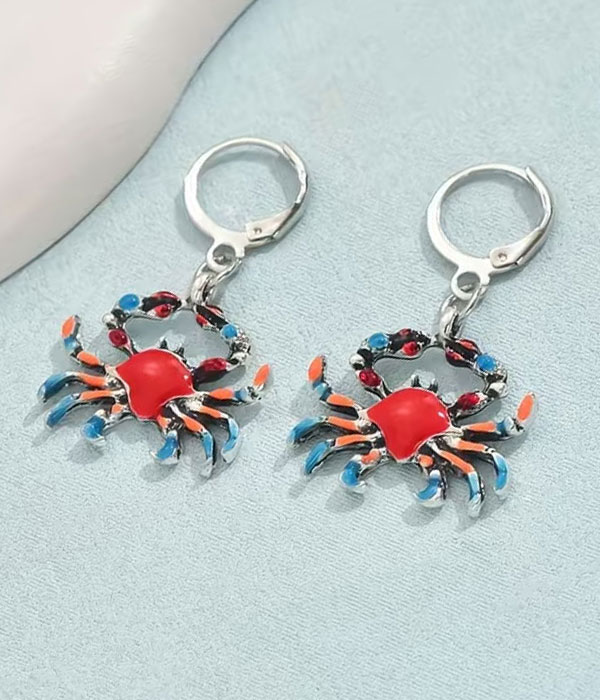 Epoxy crab earring