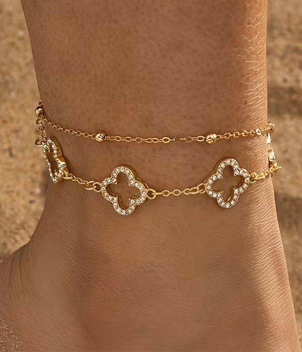 Quattrefoil double layer anklet