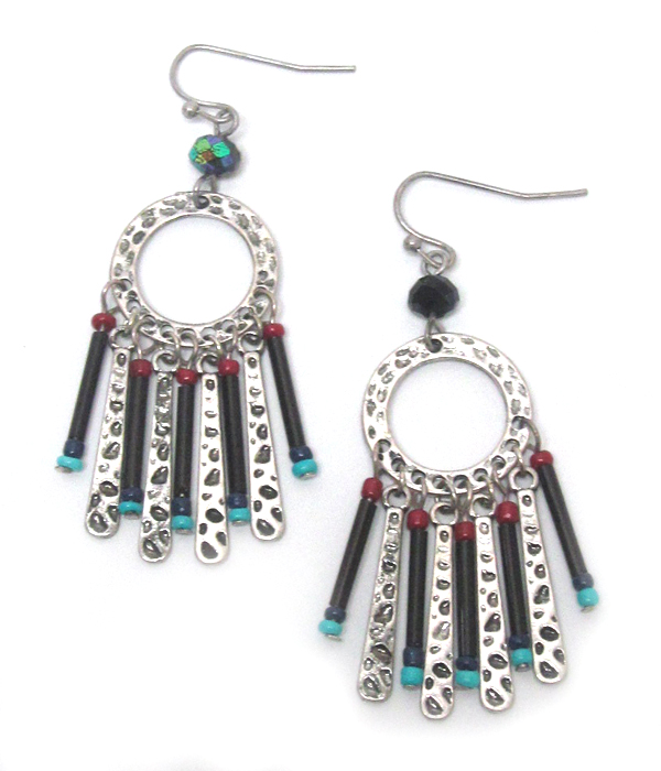 Bohemian metal and beads drop earring