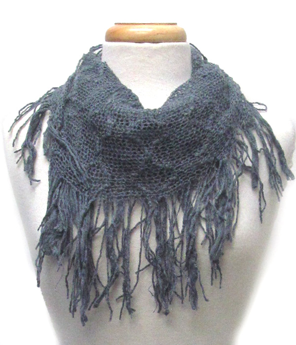 Fringe trim mini infinity scarf
