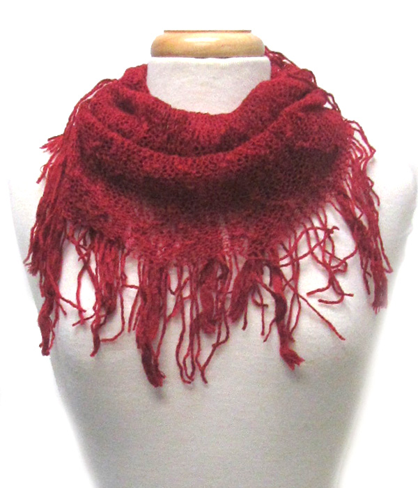 Fringe trim mini infinity scarf