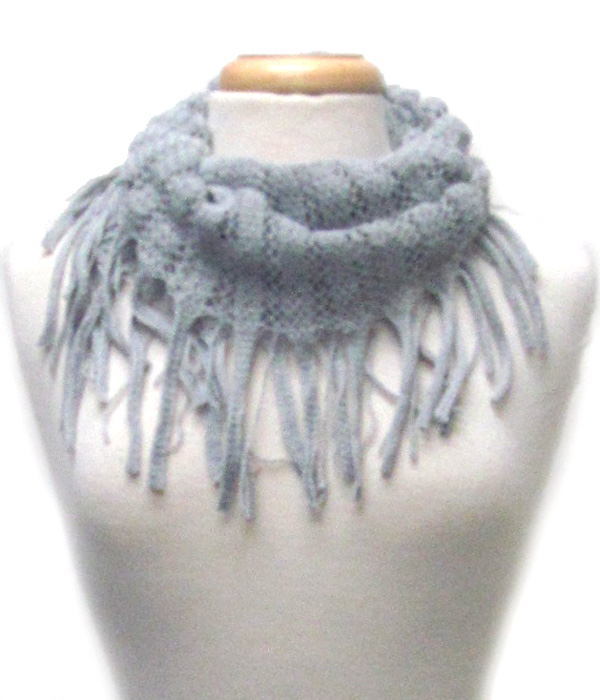Fringe trim mini infinity scarf