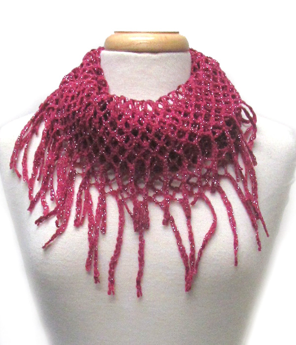 Fringe trim mini infinity scarf