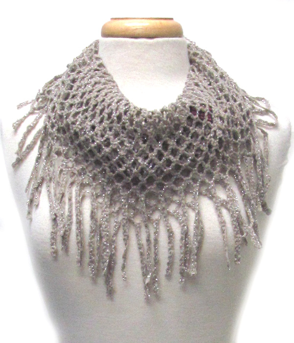Fringe trim mini infinity scarf