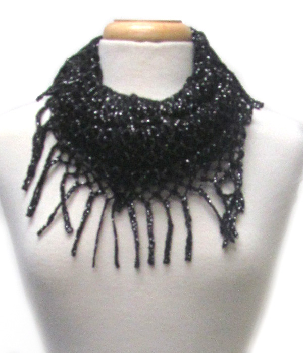Fringe trim mini infinity scarf