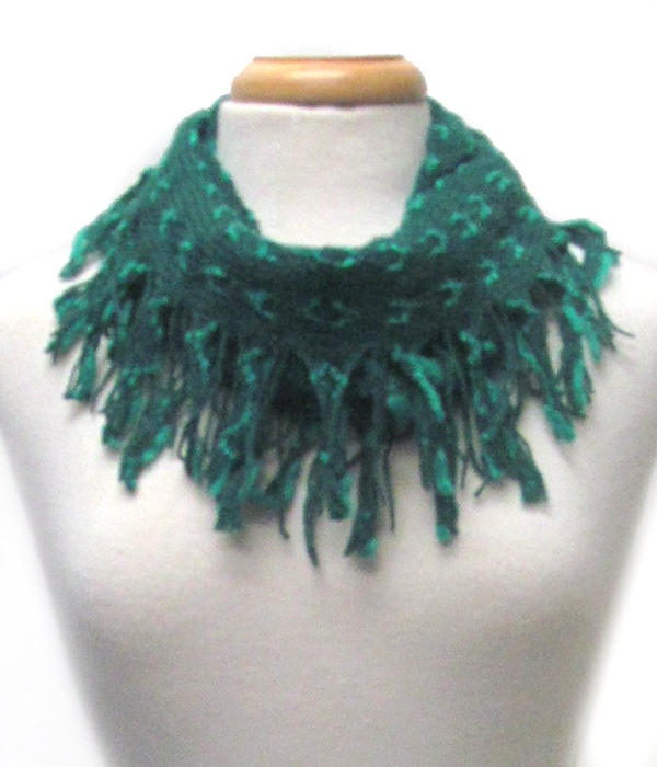 Fringe trim mini infinity scarf