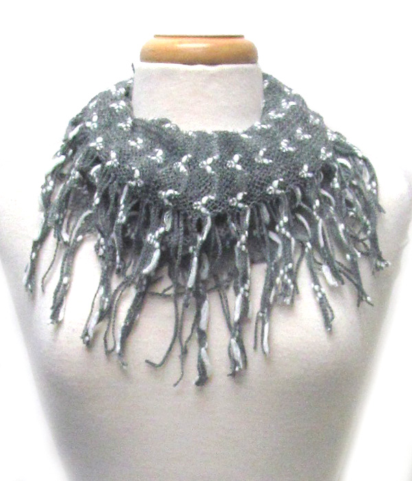 Fringe trim mini infinity scarf