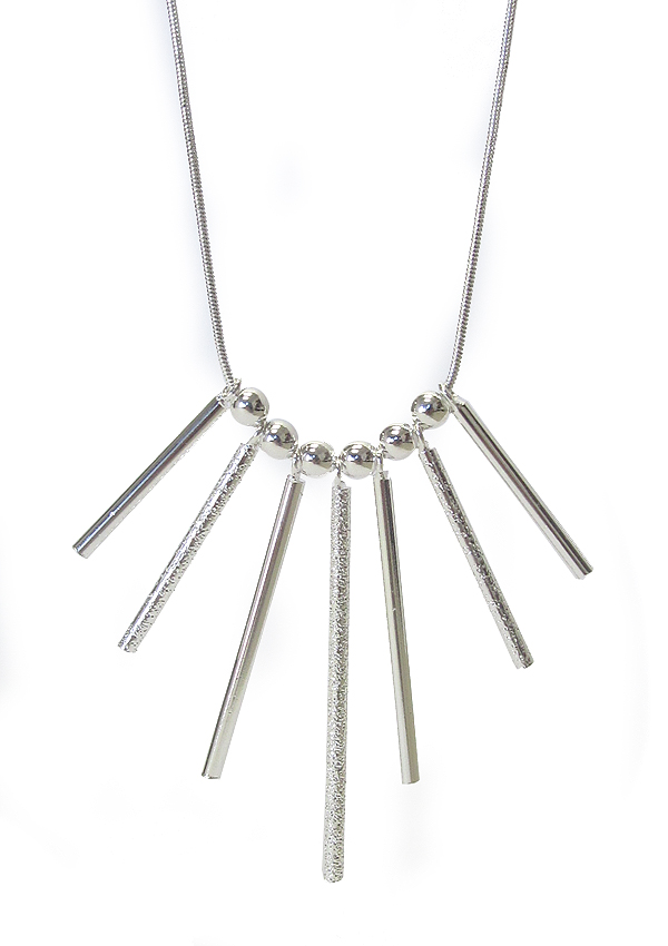 Sterling silver plated metal bar drop necklace