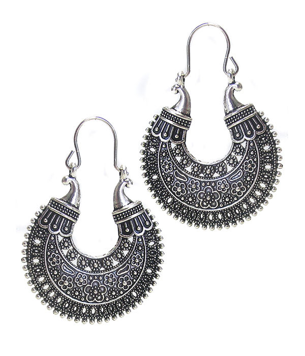 Vintage tibetan silver metal filigree earring
