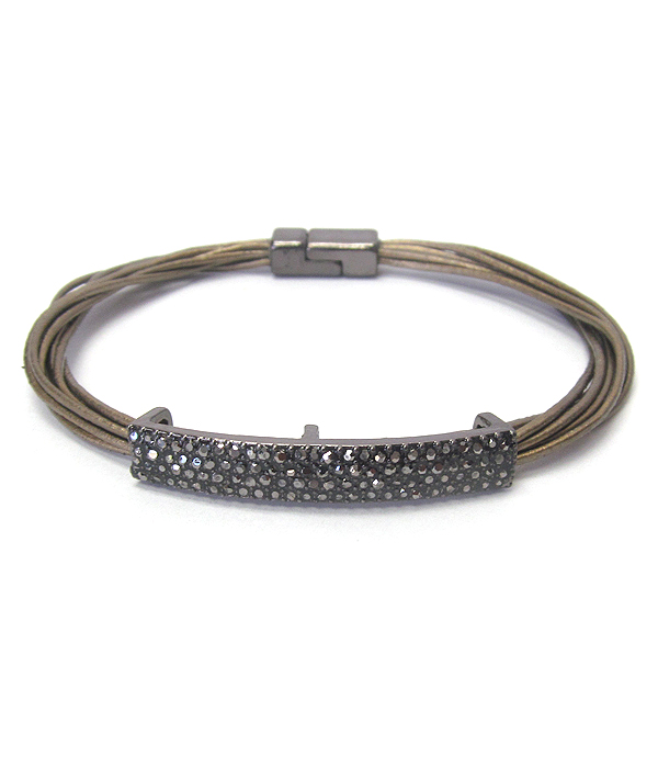 Cubic bar and multi cord magnetic bracelet