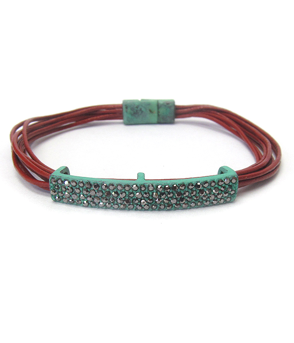Cubic bar and multi cord magnetic bracelet