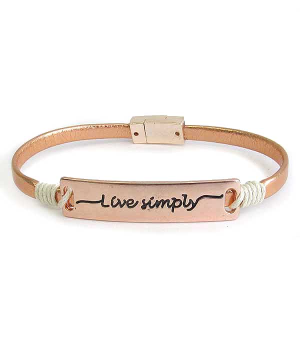 Inspiration leatherette magnetic bracelet - live simply