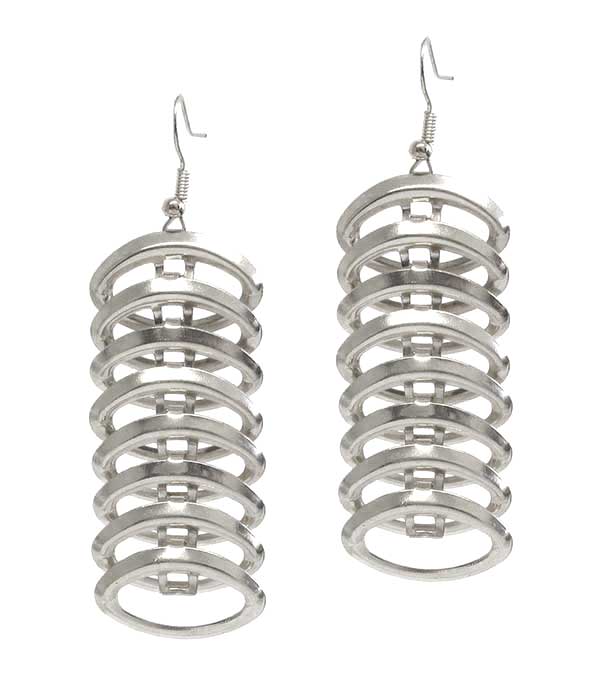 Multi metal ring link drop earring
