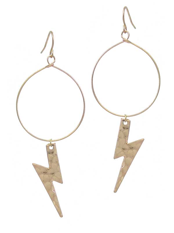 WIRE HOOP AND METAL LIGHTNING EARRING