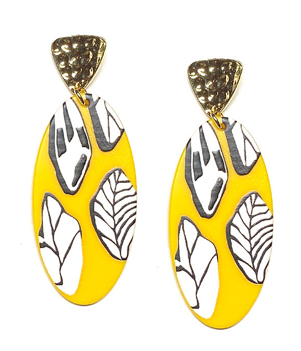 Art work 3d printing polymer clay earring - leaf