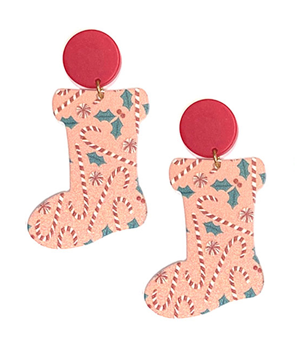 Art work 3d printing polymer clay earring - christmas socks