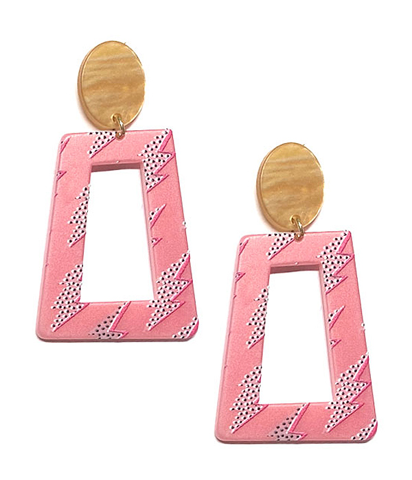 ART WORK 3D PRINTING POLYMER CLAY EARRING - LIGHTNING