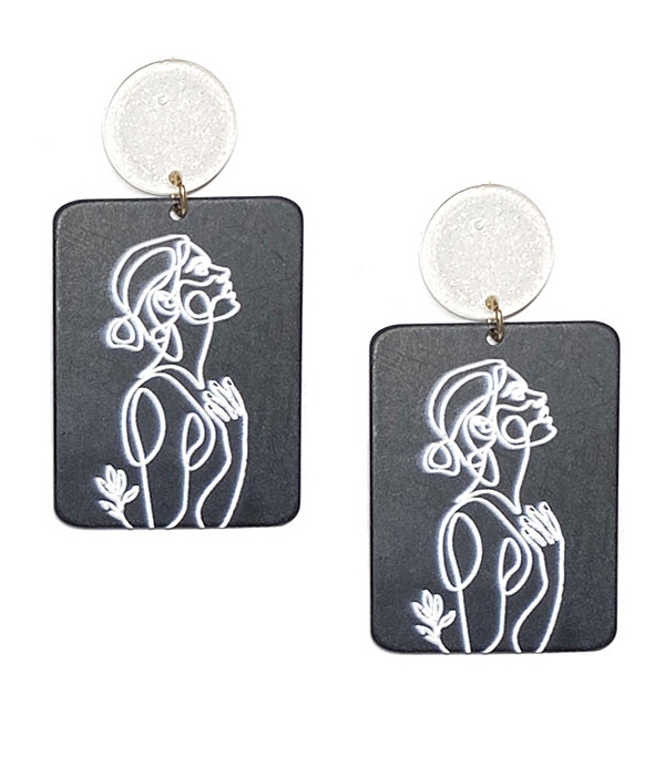 Art work 3d printing polymer clay earring - woman