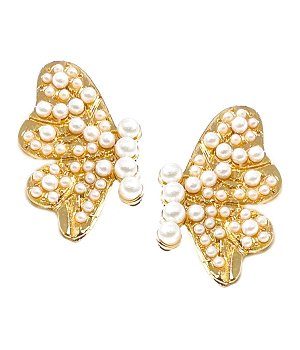 Multi pearl butterfly earring