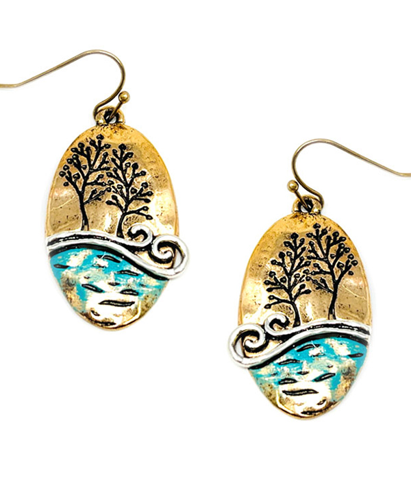 TREE AND WAVE EARRING