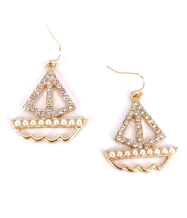 CRYSTAL AND PEARL MIX YATCH EARRING