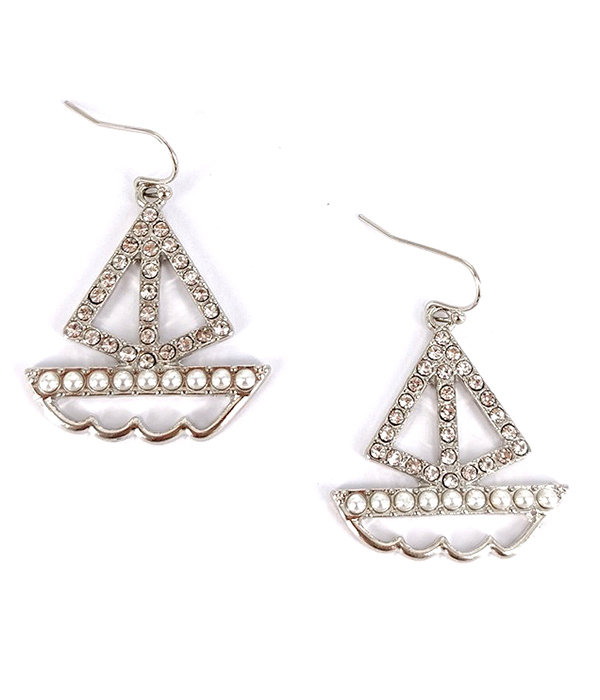 CRYSTAL AND PEARL MIX YATCH EARRING