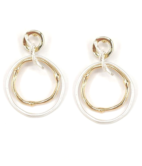 BAMBOO TEXTURE DOUBLE HOOP EARRING