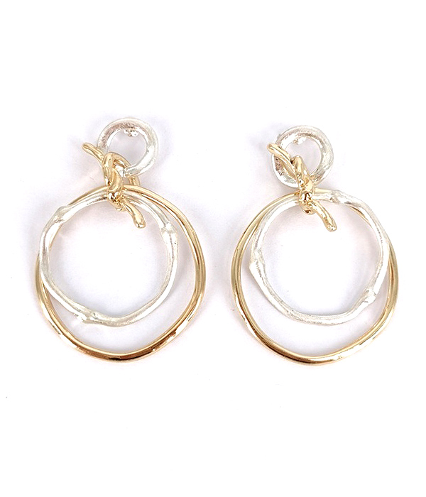 BAMBOO TEXTURE DOUBLE HOOP EARRING