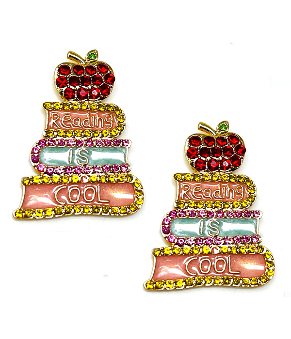 SCHOOL THEME CRYSTAL EARRING - READING IS COOL