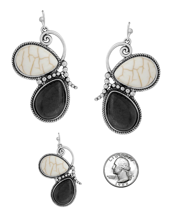 Vintage teardrop stone butterfly earring