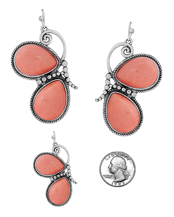 Vintage teardrop stone butterfly earring